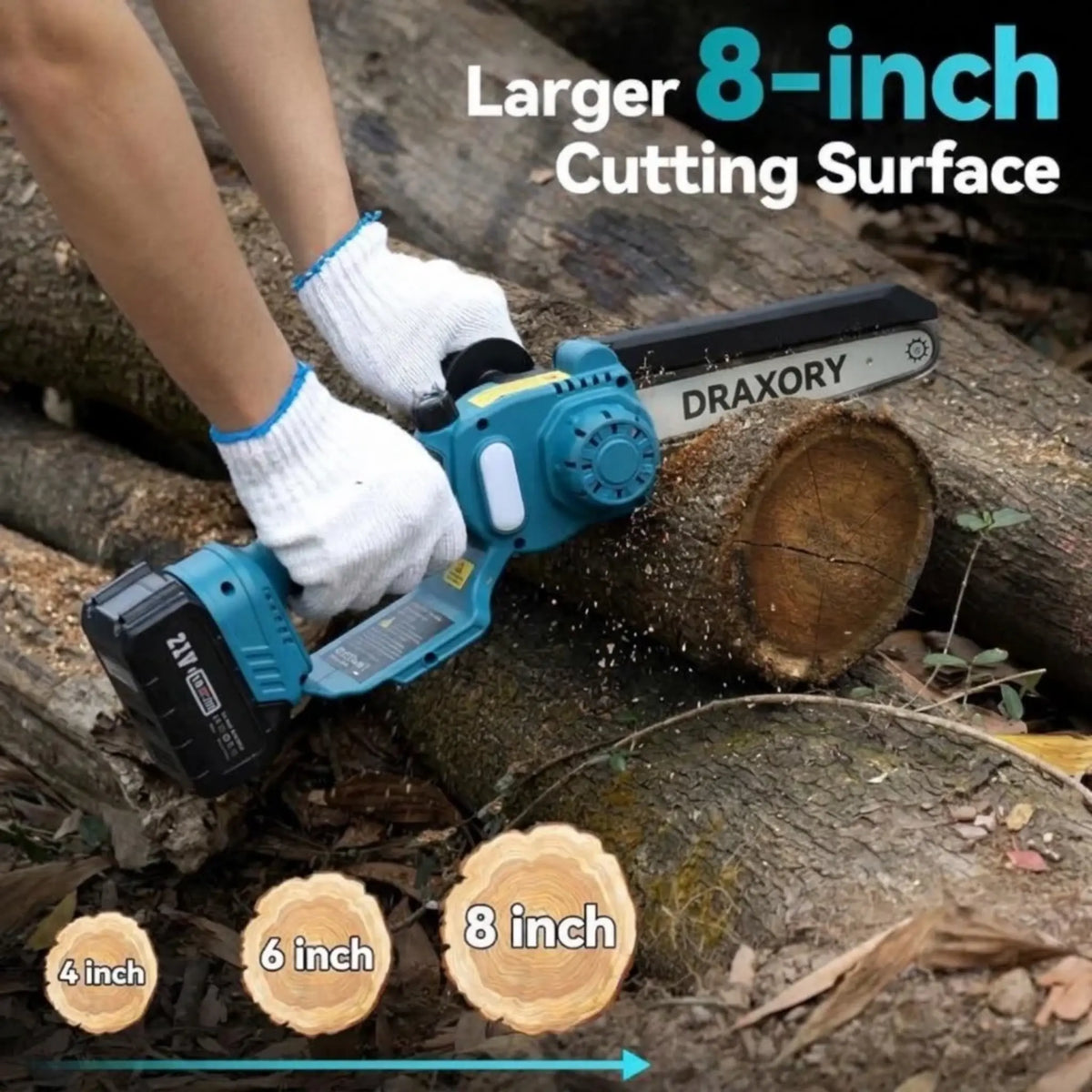 DRAXORY 2-in-1 Mini Chainsaw Cordless 6 Inch with Extension Pole for Tree Limb Branch Cutter