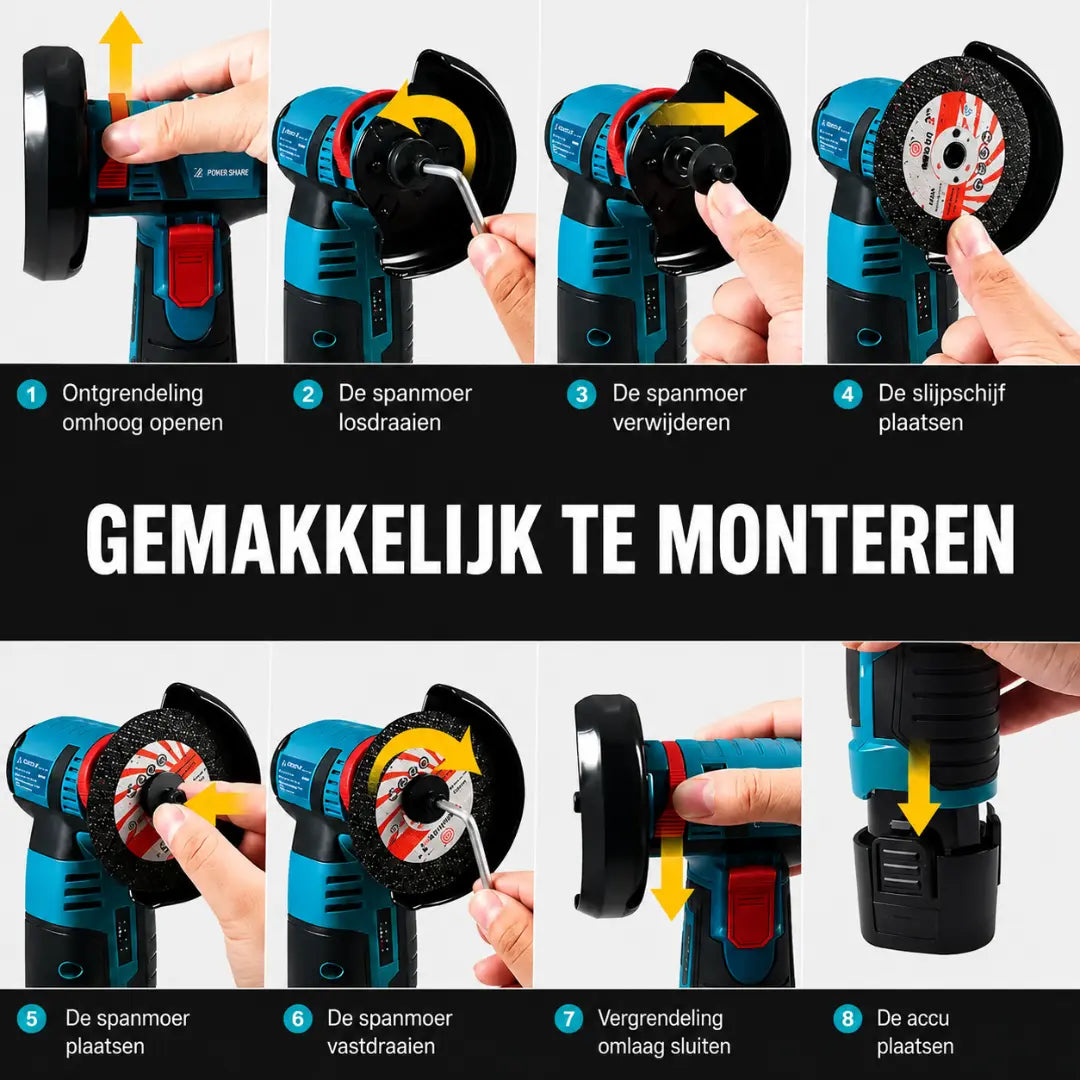 DRAXORY 12V Snoerloze Haakse Slijper Set – Snij-, Slijp- en Polijstgereedschap met Accu en Schijven