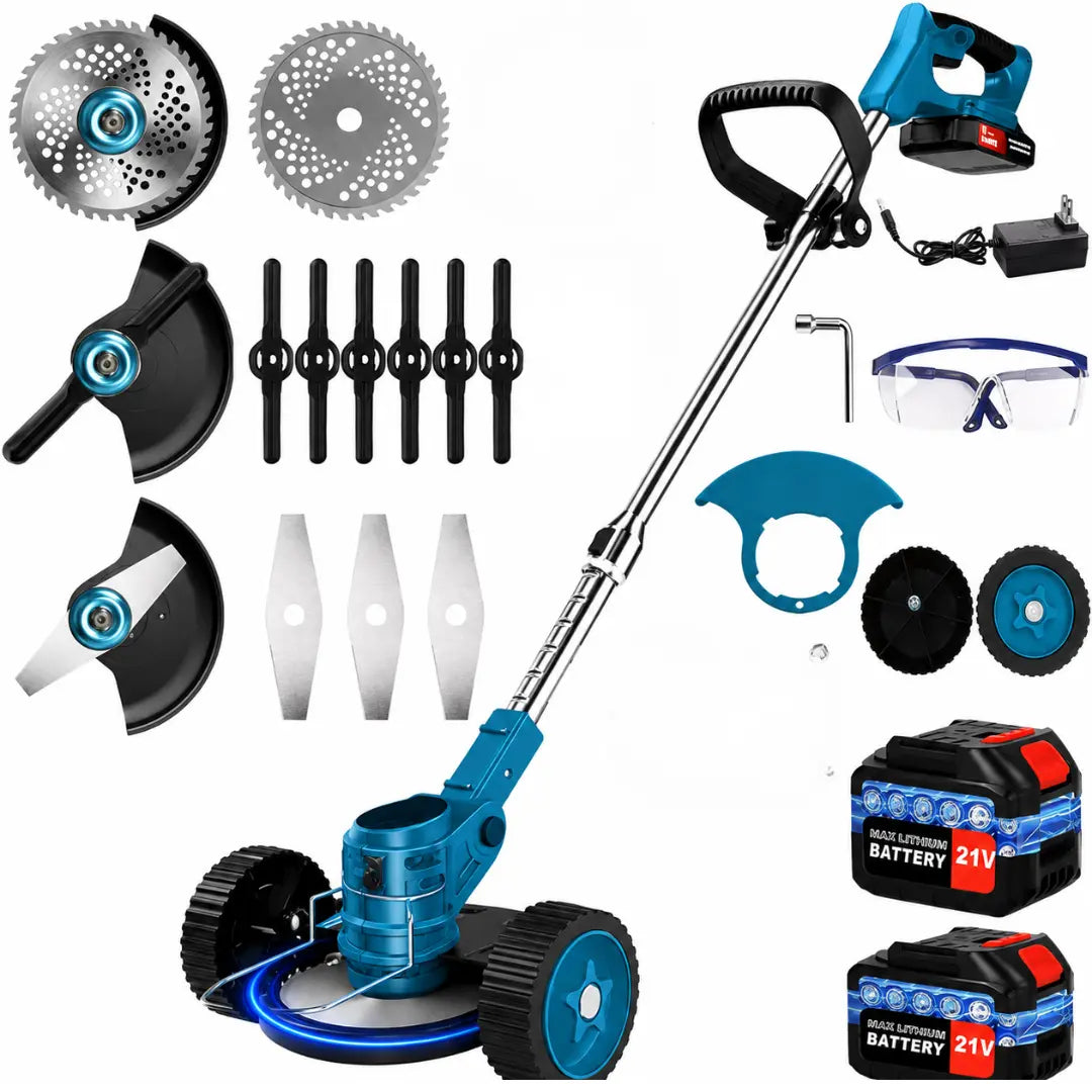 DRAXORY Elektrische Grastrimmer S4 21V met Accu en 3 Messentypes – Krachtige Draadloze Grasmaaier voor Tuin en Gazon