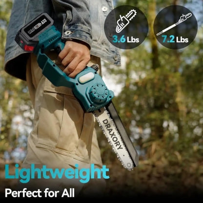 DRAXORY 2-in-1 Mini Chainsaw Cordless 6 Inch with Extension Pole for Tree Limb Branch Cutter
