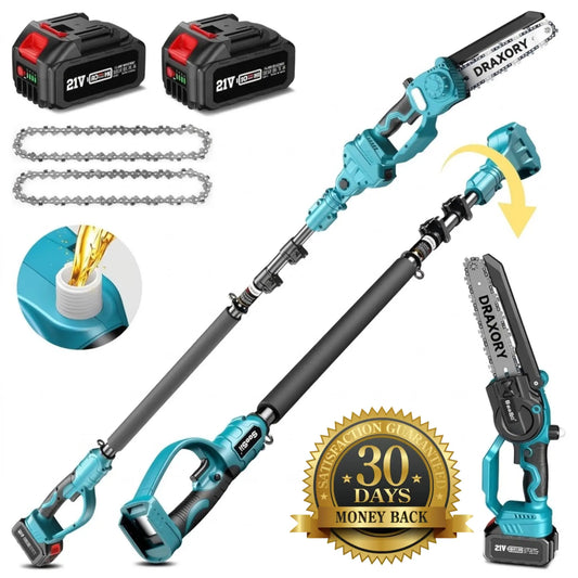 DRAXORY 2-in-1 Mini Chainsaw Cordless 6 Inch with Extension Pole for Tree Limb Branch Cutter