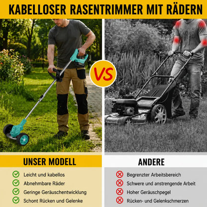 DRAXORY Electric S4 Grass Trimmer 21V with Battery and 3 Blade Types – Powerful Cordless Lawn Mower for Garden and Lawn