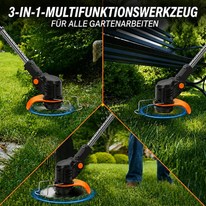 DRAXORY Electric S4 Grass Trimmer 21V with Battery and 3 Blade Types – Powerful Cordless Lawn Mower for Garden and Lawn