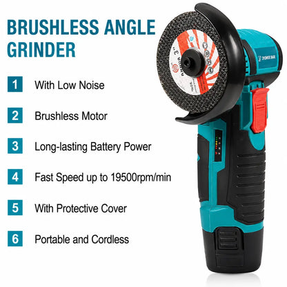 DRAXORY 12V Cordless Angle Grinder Kit – Cutting, Grinding & Polishing Tool with Battery & Discs