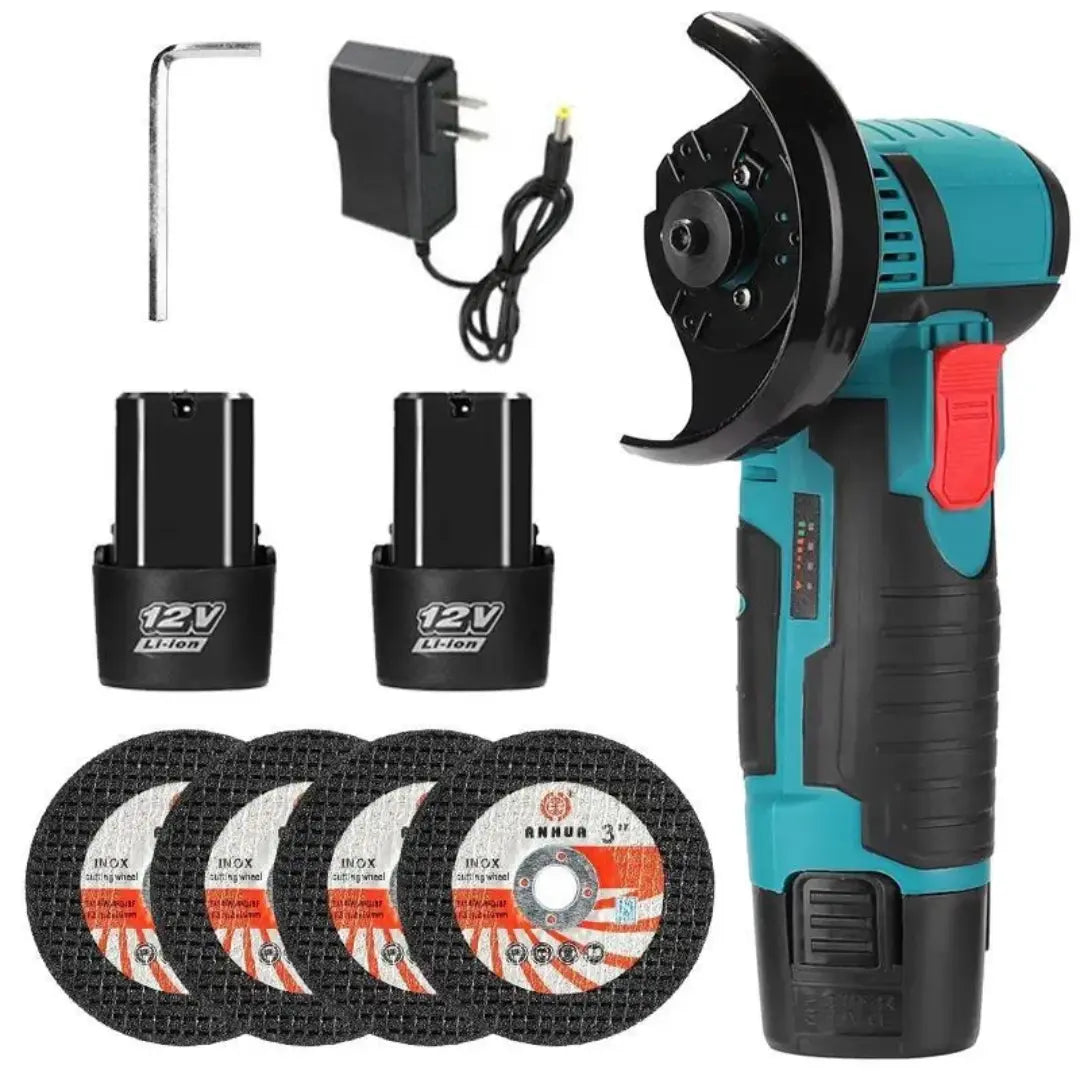 DRAXORY 12V Cordless Angle Grinder Kit – Cutting, Grinding & Polishing Tool with Battery & Discs