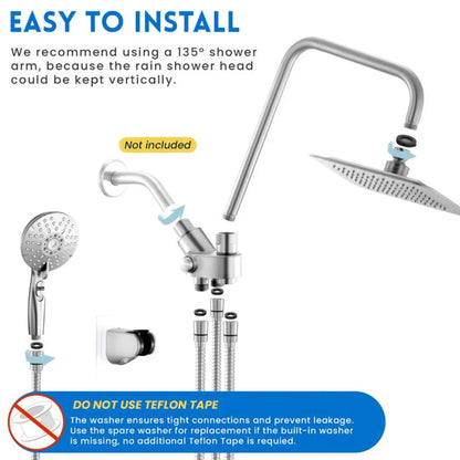 DRAXORY Dual Shower Head | 8" Rainfall + Handheld | Adjustable Height | High Pressure | Luxury Standing Shower