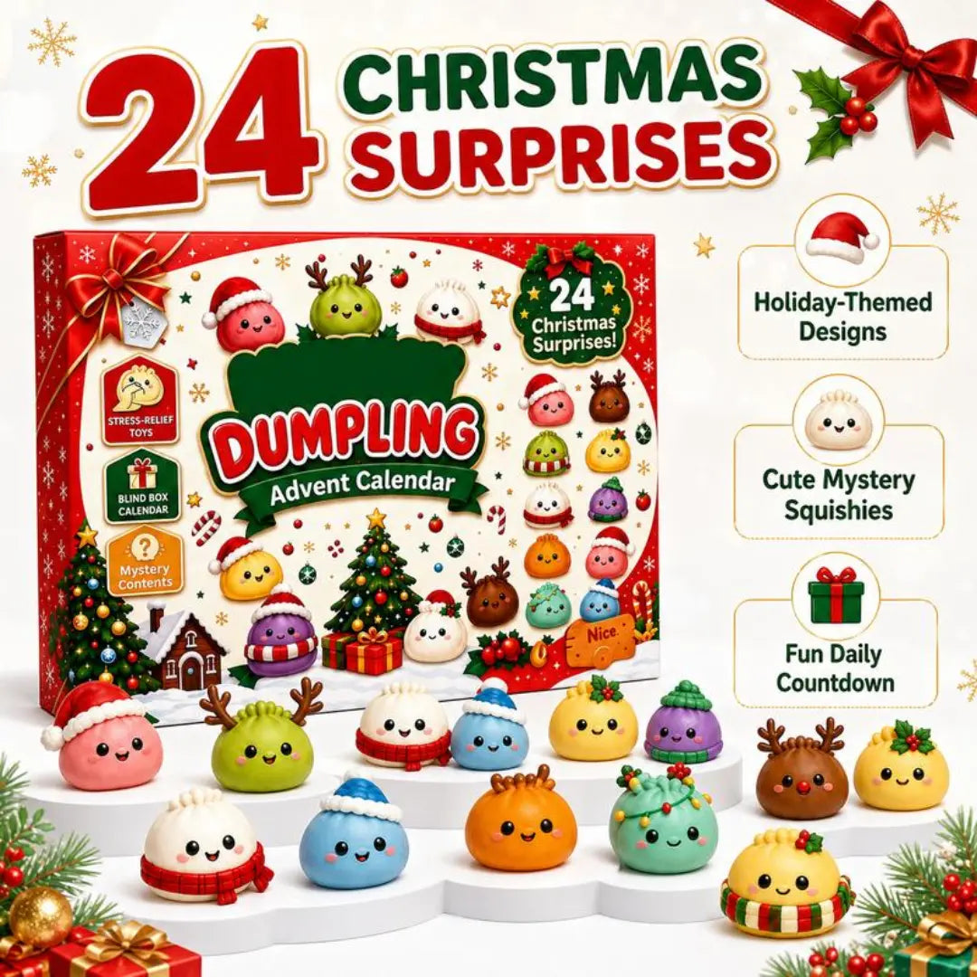 Merry Squish – Calendario de Adviento Squishy 2026 para niños, 24 sorpresas de dumplings kawaii, regalo de cuenta regresiva de Navidad para niñas y niños, detalle para el calcetín navideño