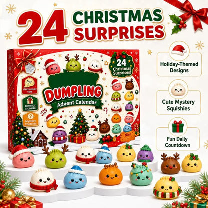 Merry Squish – Calendario de Adviento Squishy 2026 para niños, 24 sorpresas de dumplings kawaii, regalo de cuenta regresiva de Navidad para niñas y niños, detalle para el calcetín navideño
