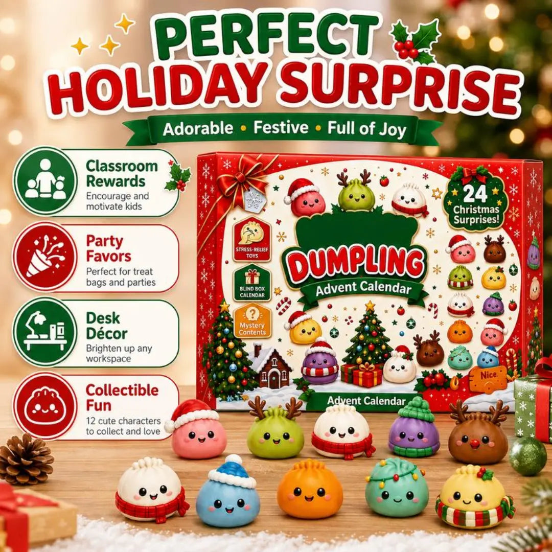 Merry Squish – Calendario de Adviento Squishy 2026 para niños, 24 sorpresas de dumplings kawaii, regalo de cuenta regresiva de Navidad para niñas y niños, detalle para el calcetín navideño