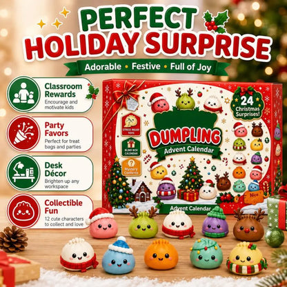 Merry Squish – Calendario de Adviento Squishy 2026 para niños, 24 sorpresas de dumplings kawaii, regalo de cuenta regresiva de Navidad para niñas y niños, detalle para el calcetín navideño
