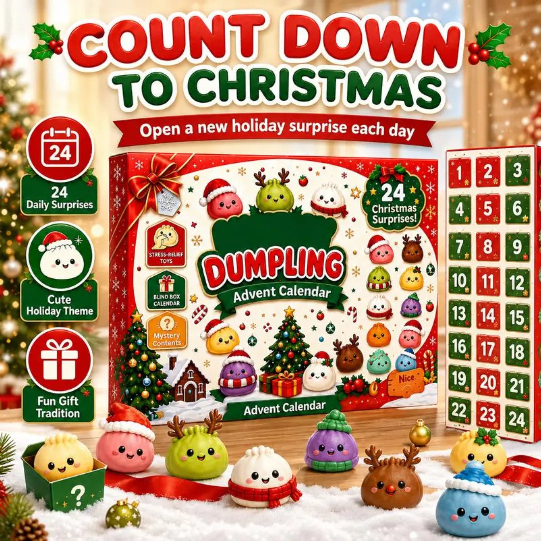 Merry Squish – Calendario de Adviento Squishy 2026 para niños, 24 sorpresas de dumplings kawaii, regalo de cuenta regresiva de Navidad para niñas y niños, detalle para el calcetín navideño