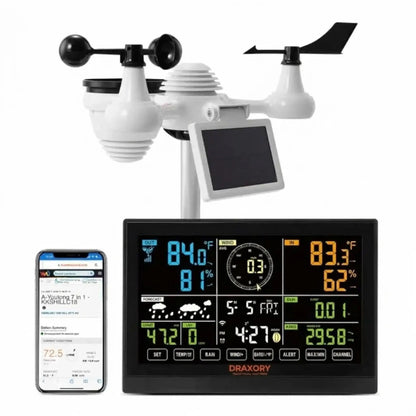 DRAXORY T60184 WiFi Weather Station 7-in-1 Weather Stations Indoor Outdoor