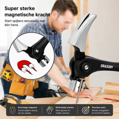 Draxory MagStrike – Eenhandige Magnetische Spijkerstarter Klauwhamer