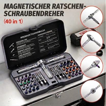 40-in-1 Multifunktions-Ratschenschraubendreher-Set mit magnetischen Bits – Mini Reparatur-Werkzeugset für Haushalt, PC & iPhone