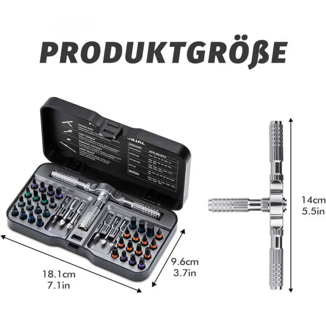 40-in-1 Multifunktions-Ratschenschraubendreher-Set mit magnetischen Bits – Mini Reparatur-Werkzeugset für Haushalt, PC & iPhone