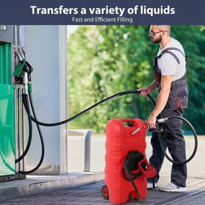 DRAXORY Depósito de combustible de 15 galones con bomba de transferencia y manguera de 10 pies, para cortacéspedes, vehículos todoterreno (ATV), generadores y embarcaciones