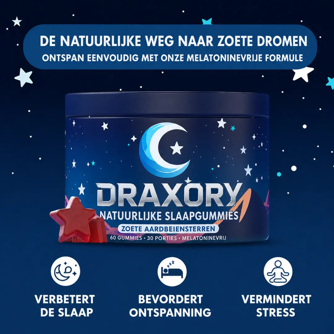 Draxory Natuurlijke Slaapgummies - 30 Porties - Zoete Aardbei Sterren (Melatoninevrij)