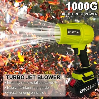 DRAXORY Leaf Blower 21V - 600 CFM Turbo Jet Handheld Leaf Blower for Garden, Patio & Car Drying - Includes FREE Battery and Fast Charger