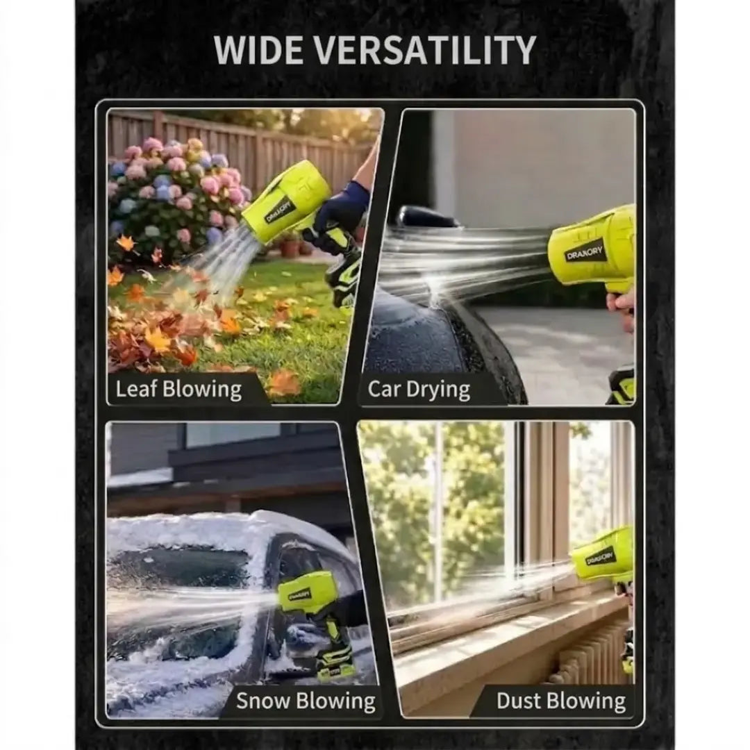 DRAXORY Leaf Blower 21V - 600 CFM Turbo Jet Handheld Leaf Blower for Garden, Patio & Car Drying - Includes FREE Battery and Fast Charger