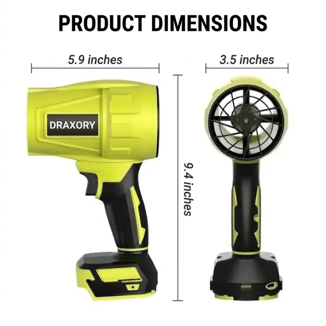 DRAXORY Leaf Blower 21V - 600 CFM Turbo Jet Handheld Leaf Blower for Garden, Patio & Car Drying - Includes FREE Battery and Fast Charger