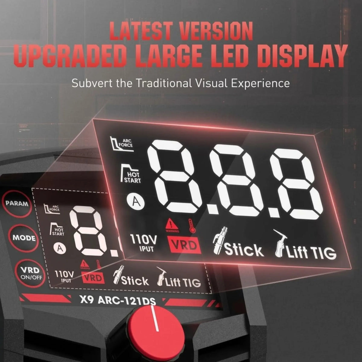 Soldadora por arco mini DRAXORY X9 ARC-121DS-PRO de 125 amperios y 110 V, máquina de soldar MMA con inversor IGBT de CC con arranque en caliente, fuerza de arco y antiadherencia