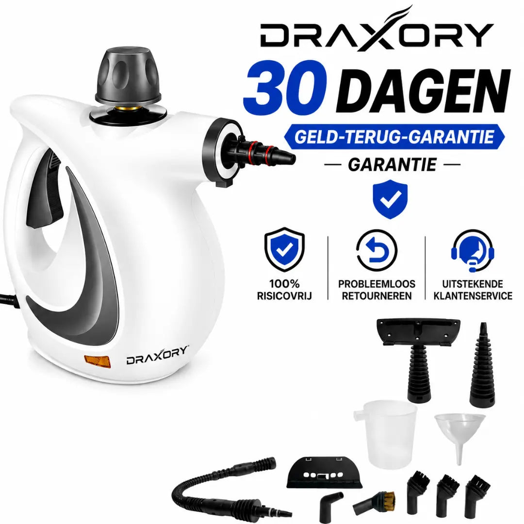 Draxory T29 Portable High-Pressure Steam Cleaner with 12 Accessories – Steam Cleaner for Home, Car, Furniture, Floors, Upholstery, Grout, and Tiles – Dark Grey