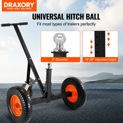 DRAXORY 40225 Trailer Dolly with 12" Pneumatic Tires - 600 Lb. Maximum Capacity