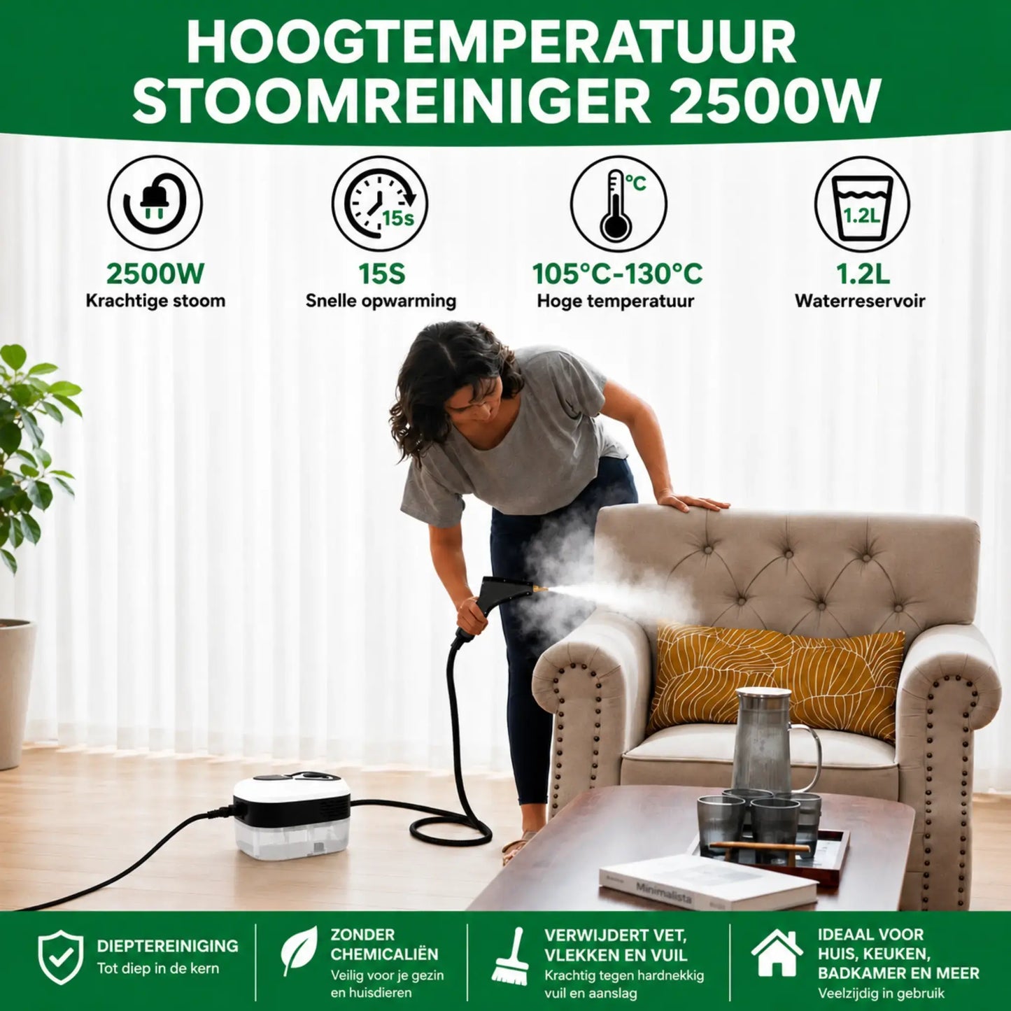 DRAXORY T2 2500W High Pressure Steam Cleaner – High-temperature steam cleaning machine for home use, ideal for cleaning air conditioners, kitchen range hoods, car interiors, and floors.