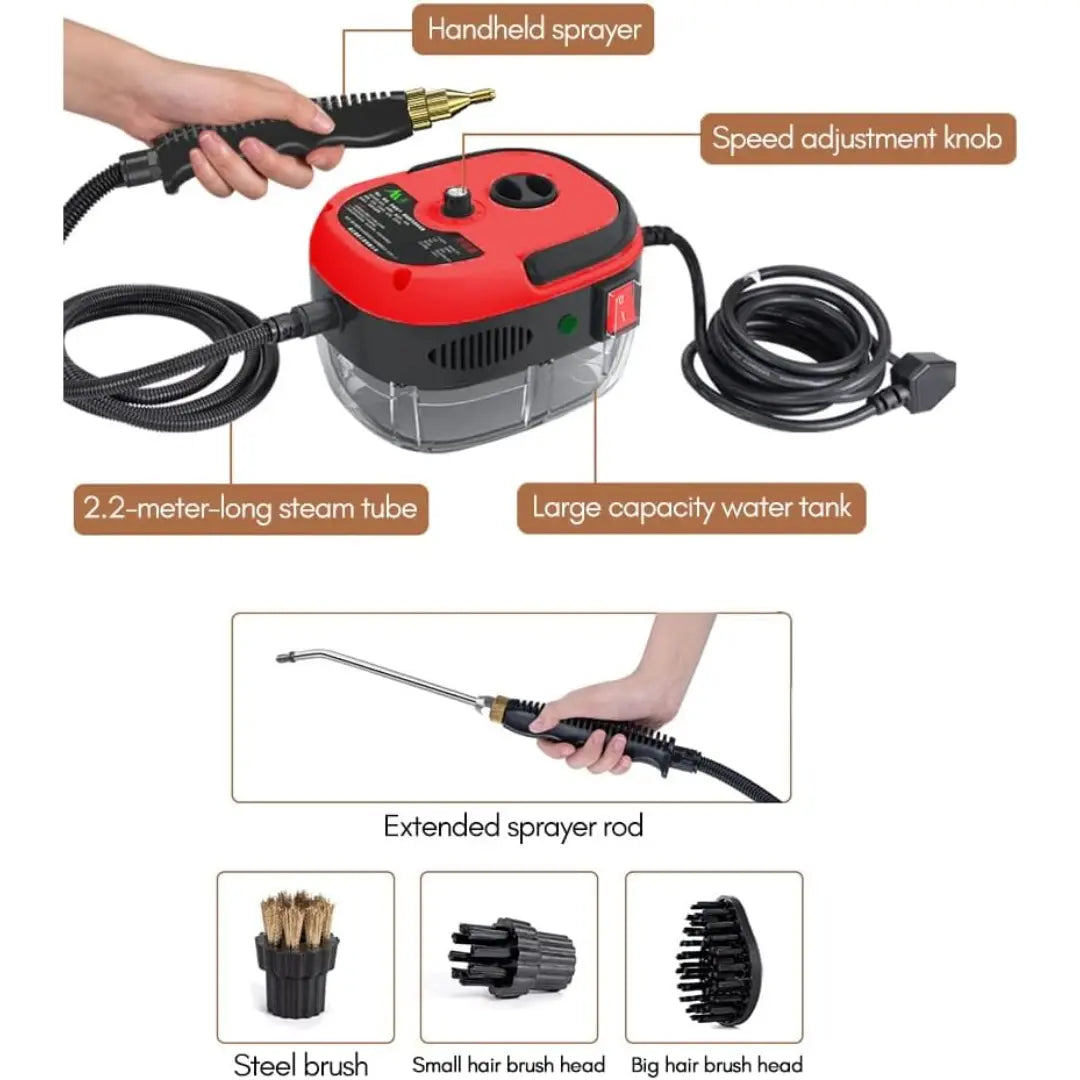 Draxory T3 2500W Handheld Steam Cleaner High Temperature Pressurized Steam Cleaning Machine Portable Car Steamer with Brush Heads