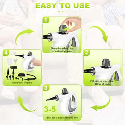 Draxory T29 Handheld Pressurized Steam Cleaner with 12 pcs Accessories, Steamer for Cleaning, Steam Cleaner for Home Use, Steamer for Cleaning Car, Furniture, Floor, Upholstery, Grout and Tile, Deep Gray