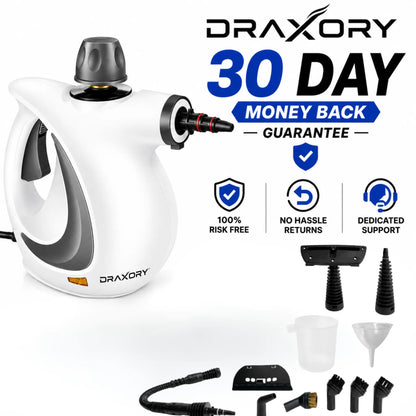 Draxory T29 Handheld Pressurized Steam Cleaner with 12 pcs Accessories, Steamer for Cleaning, Steam Cleaner for Home Use, Steamer for Cleaning Car, Furniture, Floor, Upholstery, Grout and Tile, Deep Gray