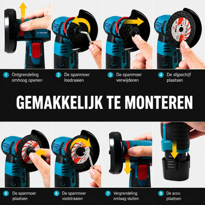 DRAXORY 12V Snoerloze Haakse Slijper Set – Snij-, Slijp- en Polijstgereedschap met Accu en Schijven