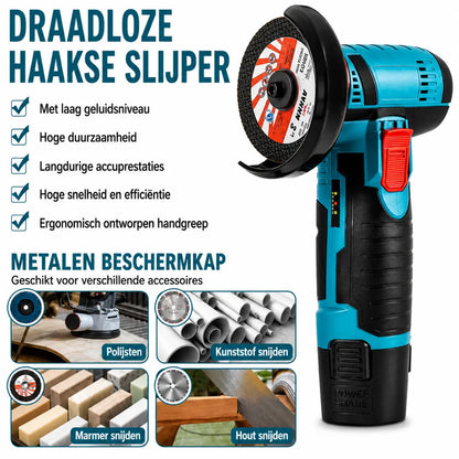 DRAXORY 12V Snoerloze Haakse Slijper Set – Snij-, Slijp- en Polijstgereedschap met Accu en Schijven