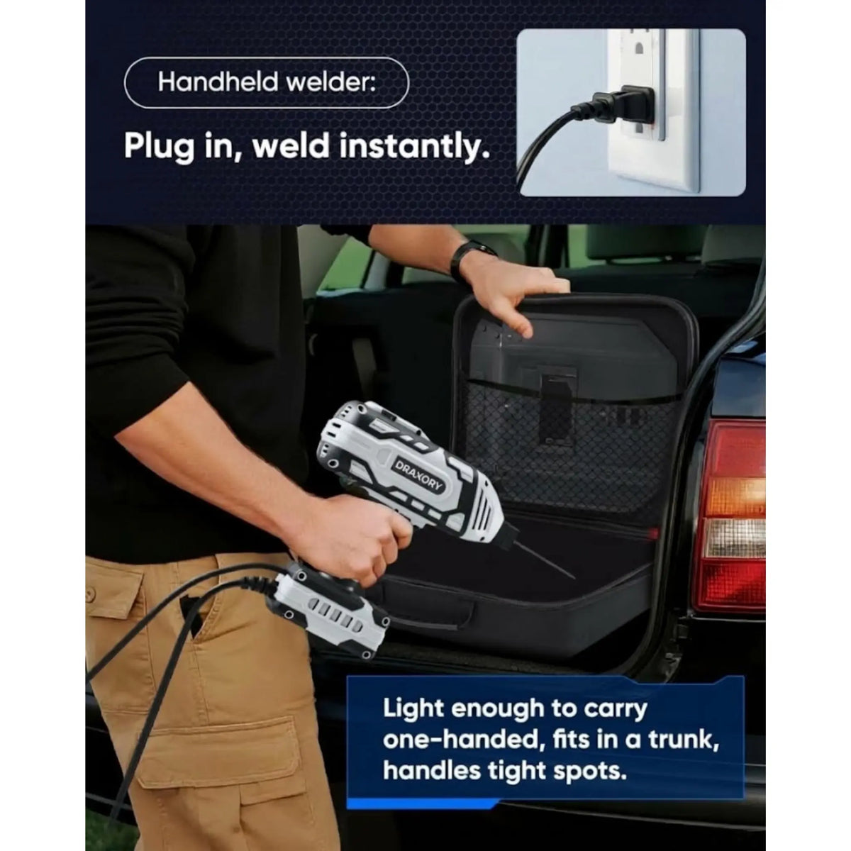 DRAXORY Portable Electric Welding Machine,110V Portable Welder Handheld with IGBT Inverter 5 Variable Current Adjustment, ARC Welder Gun, Fits for 3/32" Wire Rods
