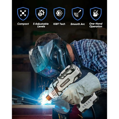 DRAXORY Portable Electric Welding Machine,110V Portable Welder Handheld with IGBT Inverter 5 Variable Current Adjustment, ARC Welder Gun, Fits for 3/32" Wire Rods
