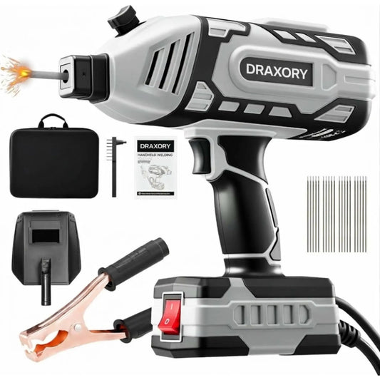 DRAXORY Portable Electric Welding Machine,110V Portable Welder Handheld with IGBT Inverter 5 Variable Current Adjustment, ARC Welder Gun, Fits for 3/32" Wire Rods