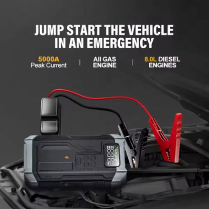 DRAXORY PD-JA3 5000A 4-in-1 Jump Starter, 150 PSI Air Compressor, 12V USB Power Bank with LCD Display, suitable for gasoline engines up to 10.0L and diesel engines up to 8.0L