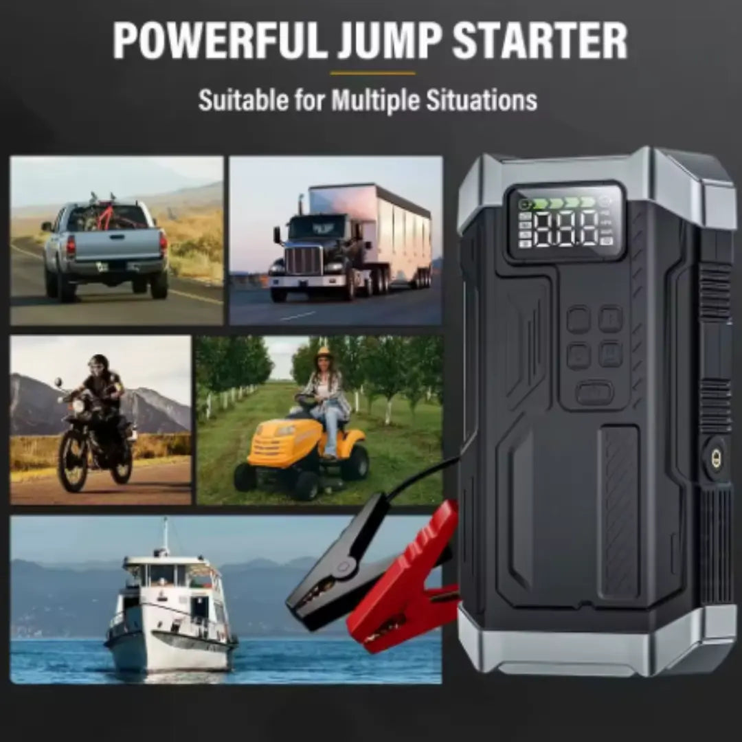 DRAXORY PD-JA3 5000A 4-in-1 Jump Starter, 150 PSI Air Compressor, 12V USB Power Bank with LCD Display, suitable for gasoline engines up to 10.0L and diesel engines up to 8.0L