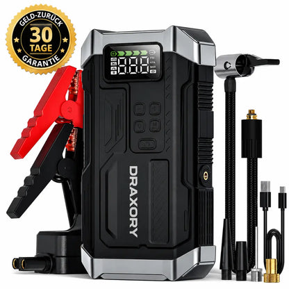 DRAXORY PD-JA3 5000A 4-in-1 Jump Starter, 150 PSI Air Compressor, 12V USB Power Bank with LCD Display, suitable for gasoline engines up to 10.0L and diesel engines up to 8.0L